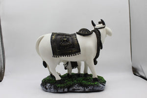 Kamdhenu Cow Gau Mata,Nandi cow Statue Kamdhenu Hindu God For Home Decor White