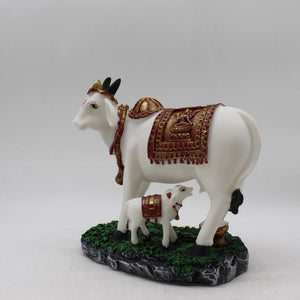 Kamdhenu Cow Gau Mata,Nandi cow Statue Kamdhenu Hindu God For Home Decor White