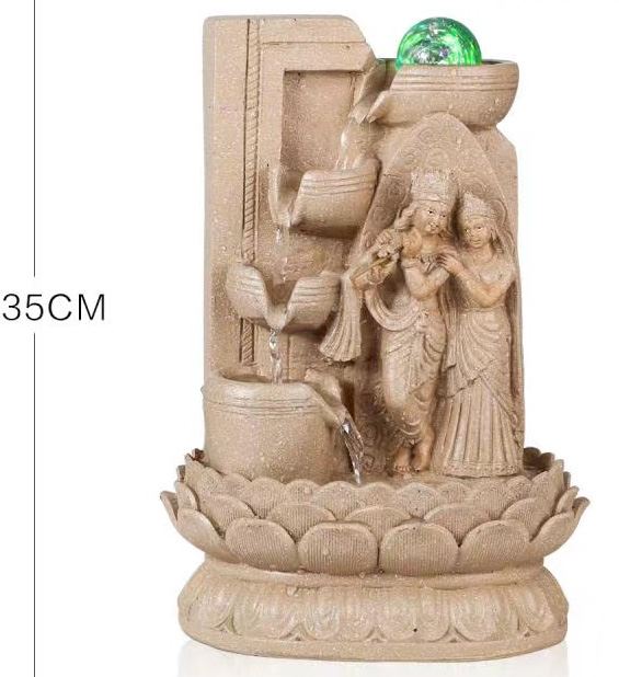 Radhakrishna Water Fountain Pacific Giftware Sacred Hindu Goddes Radhakrishna