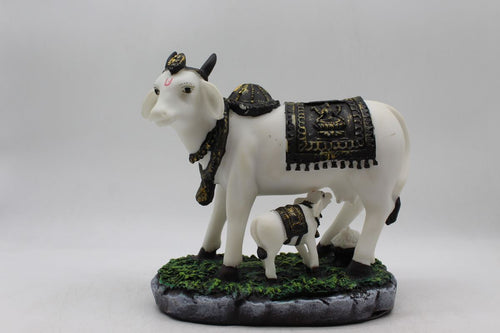 Kamdhenu Cow Gau Mata,Nandi cow Statue Kamdhenu Hindu God For Home Decor White