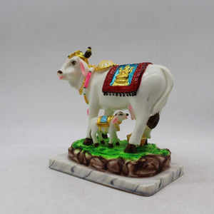 Kamdhenu Cow Gau Mata,Nandi cow Statue Kamdhenu Hindu God For Home Decor White