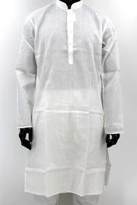 Men's Cotton Kurta Pyjama Set Achkan - White