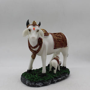 Kamdhenu Cow Gau Mata,Nandi cow Statue Kamdhenu Hindu God For Home Decor White