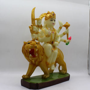 Ambe Mata Statue/ Durga Mata Murati / Durga Idol. Shakti Statue-Ambe Ma Idol Office-White Painted Bengali Durga Maa Murti-Durga Ma Idol-Ambe Maa Statue-Durga.AMBE MA HINDU Goddess  Statue Figurine Mataji Shakti Maa Ambaji