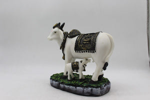 Kamdhenu Cow Gau Mata,Nandi cow Statue Kamdhenu Hindu God For Home Decor White