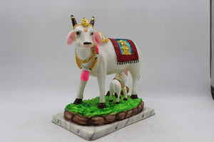 Kamdhenu Cow Gau Mata,Nandi cow Statue Kamdhenu Hindu God For Home Decor White